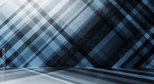 Abstract geometric background with intersecting diagonal lines in shades of blue and gray creating a modern dynamic pattern for digital design and architectural concepts