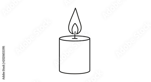 Quadro su tela Simple Line Art Candle Flame Burning