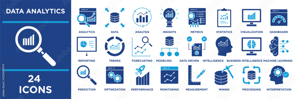 Foto Data Analytics icon collection set