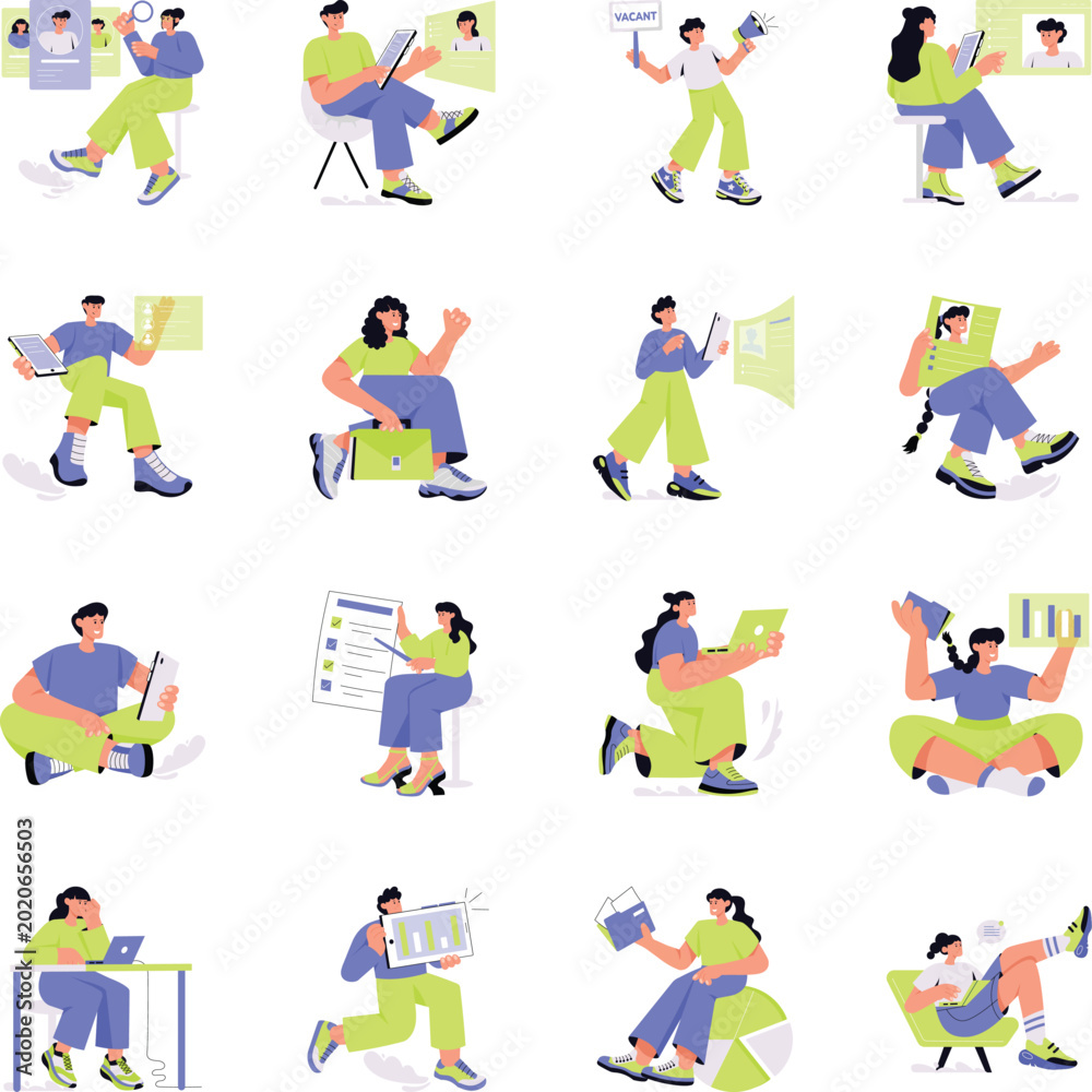 Fototapeta premium Workplace Productivity Flat Style Illustrations