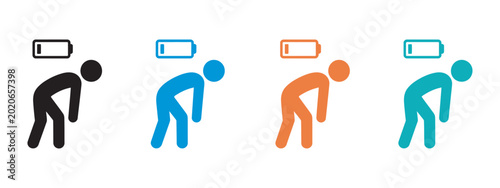 Bild auf Leinwand Burnout and Exhaustion Icons Set, Drained People Symbols, Fatigue Mental Health