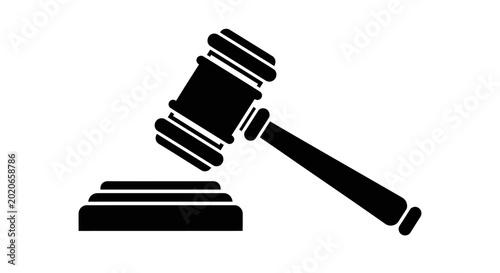 Black Gavel Icon Symbolizing Justice, Law, and Court Decisions