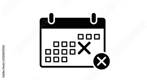 Calendar Icon with X Mark and Circle