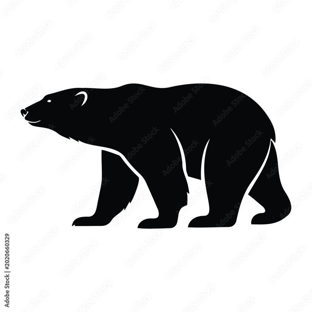 Fototapeta premium Polar bear silhouette illustration vector isolated on white background.