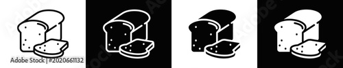 Bilde på lerret Toast Bread Icon Set White And Black Background Style