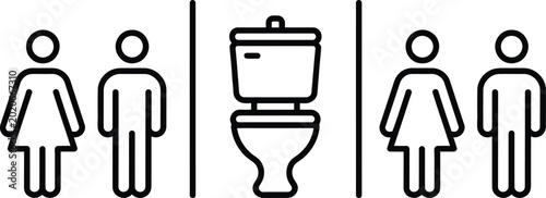 Cuadro en lienzo Unisex and separate toilet icons