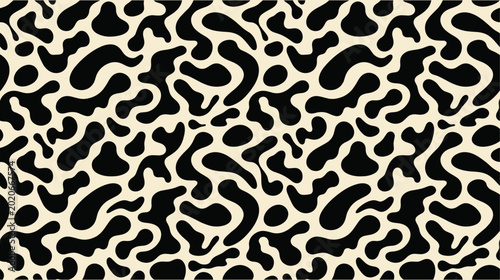 Photos Seamless organic black and white blob pattern with irregular amoeba shapes on cr