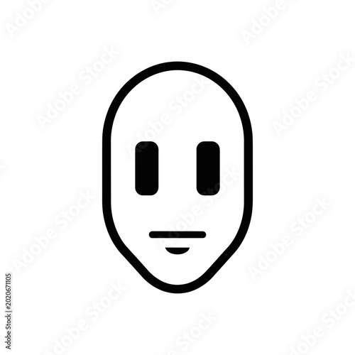 Schilderij op canvas Minimalist Face Icon, Abstract Human Head Outline, Emotionless Expression