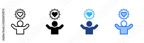 Cuadro en lienzo Gratitude icon set multiple style collection