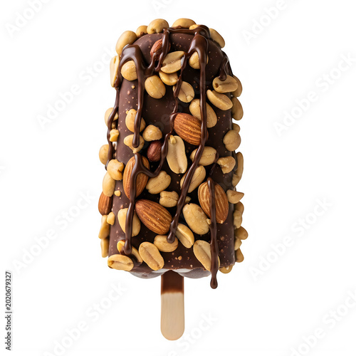 Delicious chocolate-covered pretzel ice cream on a stick
