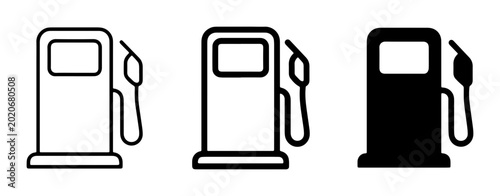 Foto Gas Station Icons Set, Fuel Pump Vector Graphics, Automotive Service Symbols, Tr