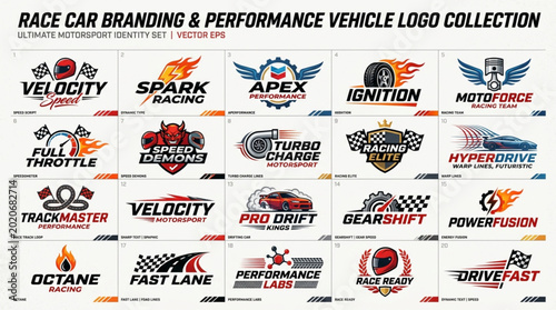 Obraz na płótnie Collection of Race Car and Performance Vehicle Logos.