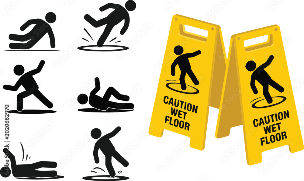 Αυτοκόλλητο Set of falling person silhouette pictogram