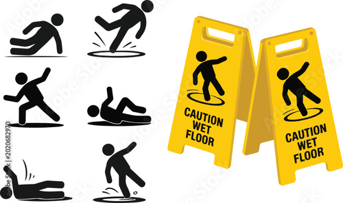 Fotografía Set of falling person silhouette pictogram