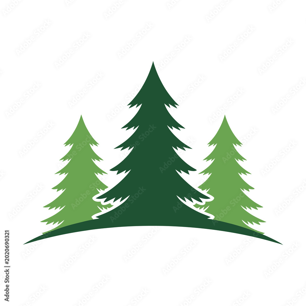 Obraz premium Three pine trees on a hill