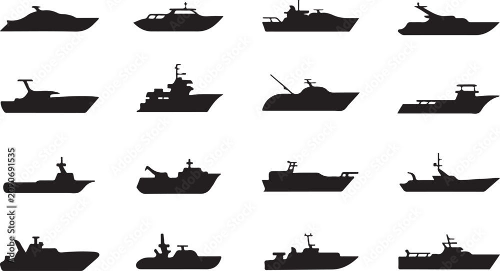 Fototapeta premium Ship and boat icon set. water transport symbol. vessels for travel and transportation. isolated vector