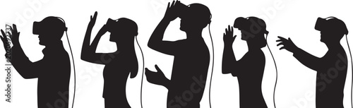 Photos Silhouette of man using virtual reality headset glasses playing VR games