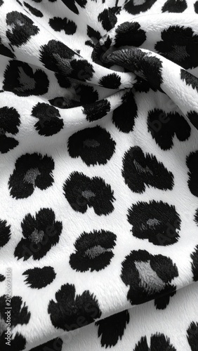 Black and white animal print fabric closeup