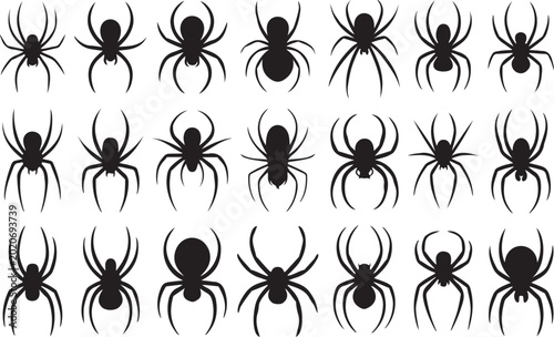 Bild auf Leinwand Silhouettes of a black predatory spiders