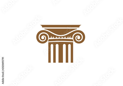 Classic Greek ionic column architectural logo icon.
