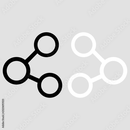 Black and white molecular structure icons connected in a chain formation on a gray background