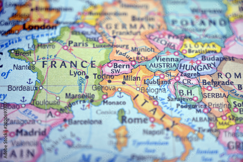 Obraz premium Milan Italy Map Highlight with Soft Blur Background