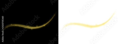 Golden Glowing Light Ribbon Swirl Elegant Curved Gold Wave Decorative PNG