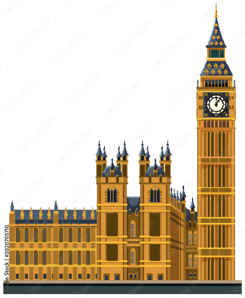 Αυτοκόλλητο Vector Illustration of the Palace of Westminster and Big Ben Clock Tower