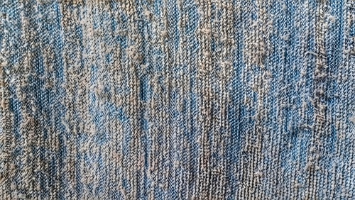 Foto Intimate macro perspective of a robust blue fabric, revealing its deeply texture
