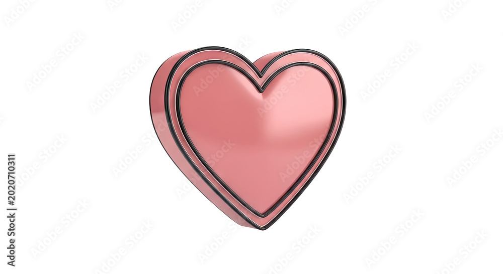 Obraz premium 3D Render of a Pink Heart with Black Outline
