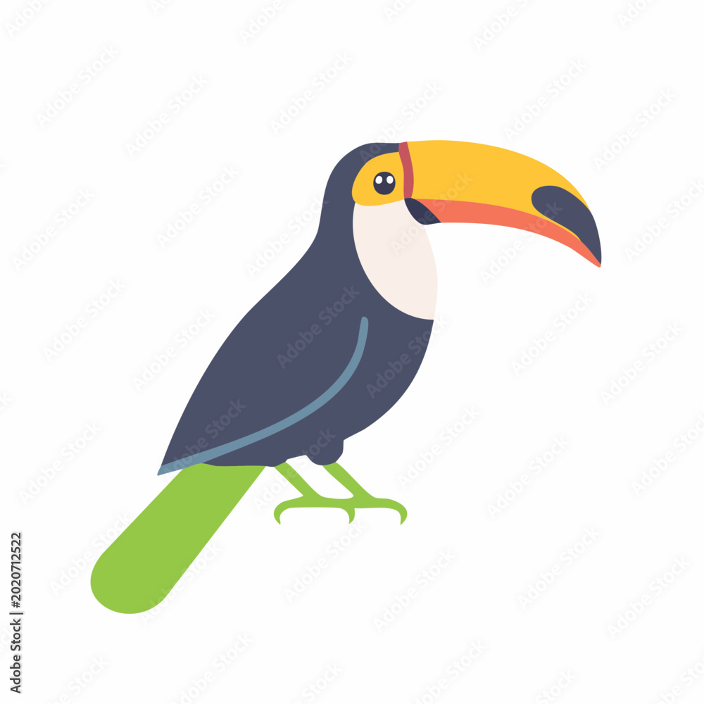 Obraz premium Flat illustration of a toucan bird