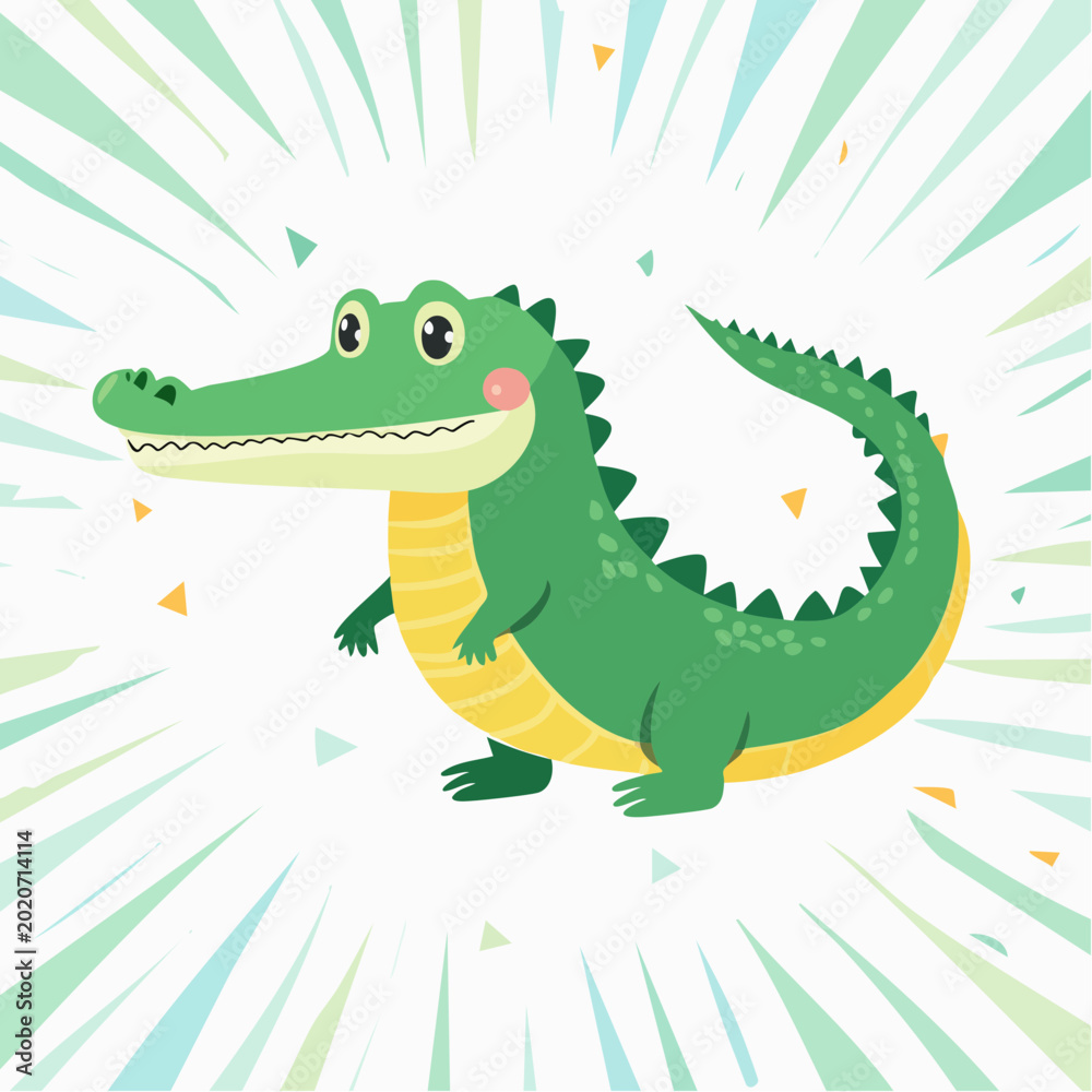 Naklejka premium Cute Cartoon Alligator Illustration