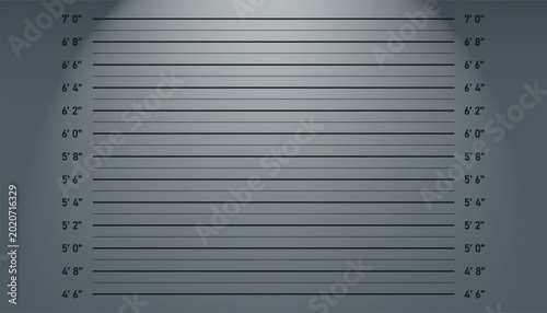 Obraz na płótnie Mugshot Background or Gray Police Lineup Height Measurement Backdrop with Horizo