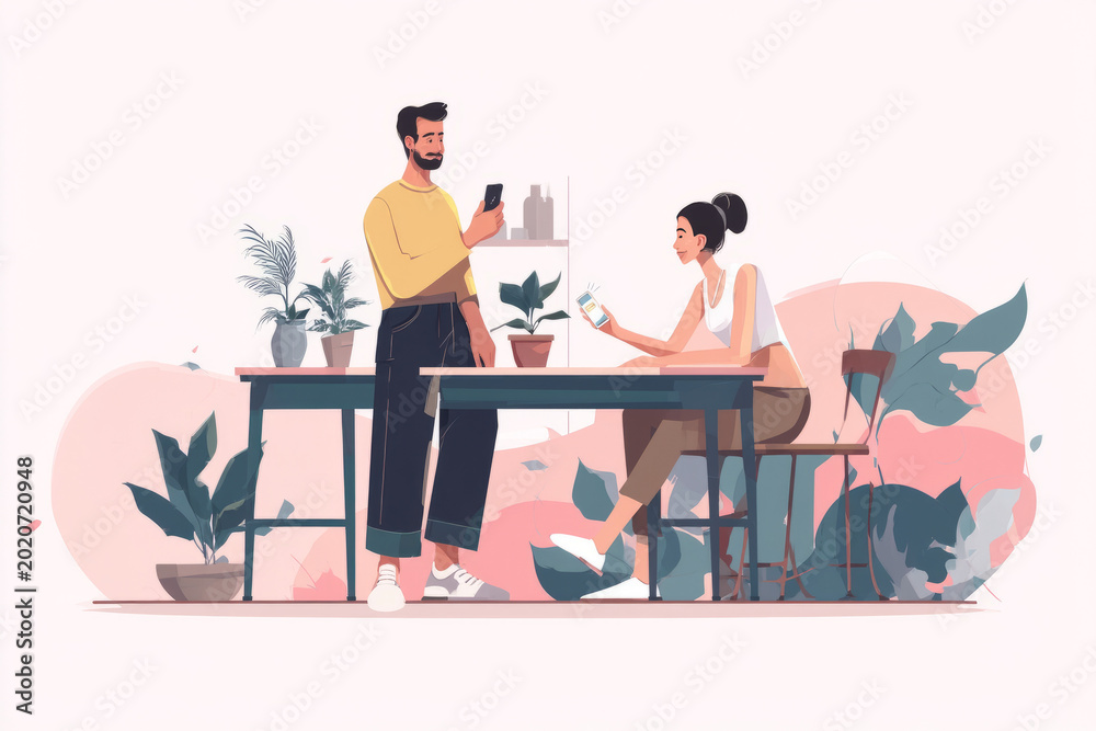 Fototapeta premium Illustration paying using phone , online payment