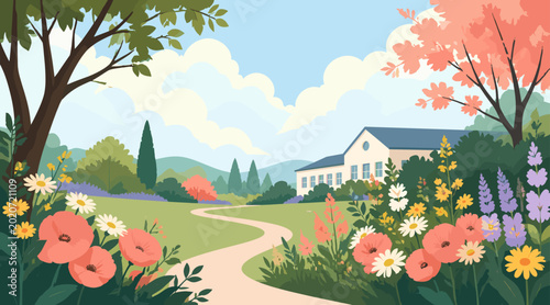 A vibrant, modern digital illustration of stylized flowers and leaves, perfect for artistic branding or social media backgrounds.