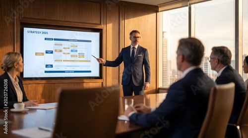 Executive Presenting Financial Report to Team