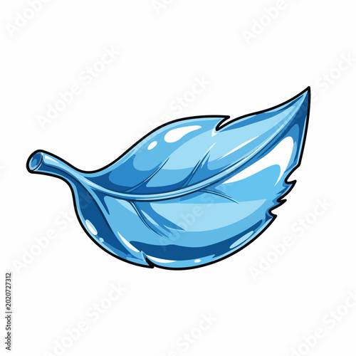 Glossy blue leaf icon with white highlights on clean background