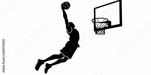 Foto basketball player silhouette dunking on a white background