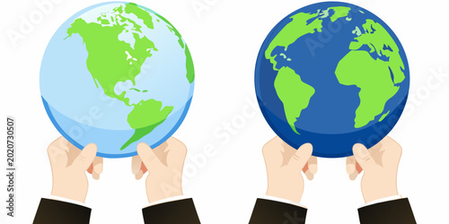 Foto hands holding earth globes environmental sustainability illustration