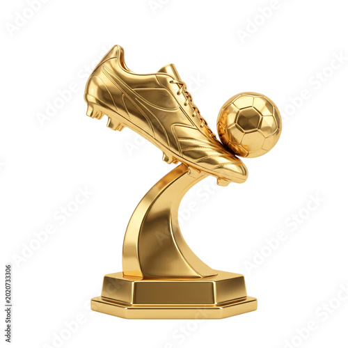 Golden Soccer Shoe Trophy Award Isolated Transparent