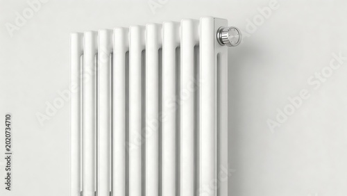 White vertical radiator on wall