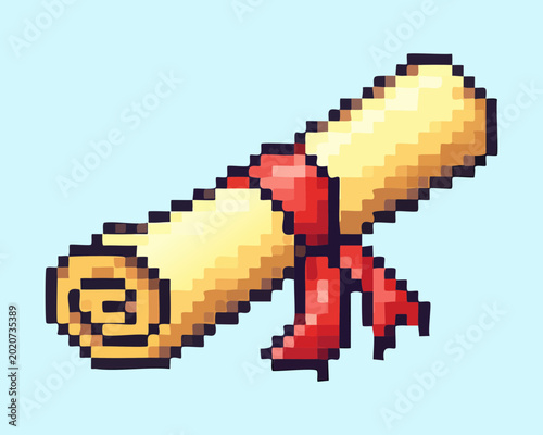 Fotografie Important message scroll pixel art for fantasy game notification and ancient doc