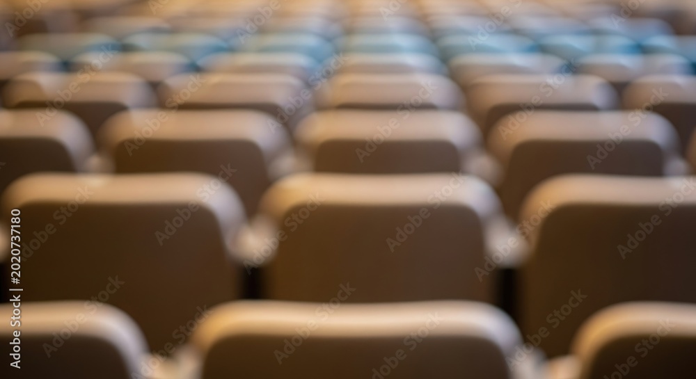 Fototapeta premium Rows of Empty Theater Seats - Awaiting Audience for Performance.