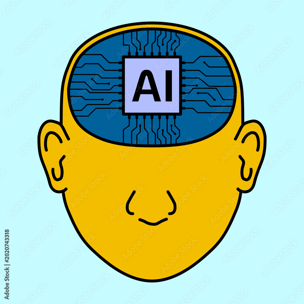 Φωτογραφία AI chip and circuit pattern inside human head, Replacement a brain with AI chip, concept for technology and engineering in the future