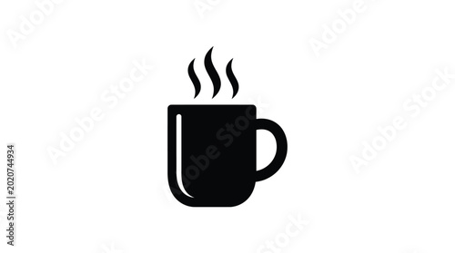 coffee cup silhouette with steam on white background