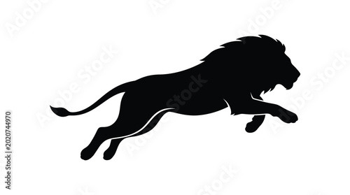 leaping lion silhouette against a white background