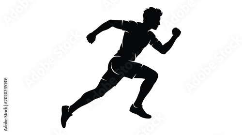 running man silhouette against white background