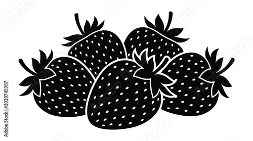 Strawberry silhouettes on a white background