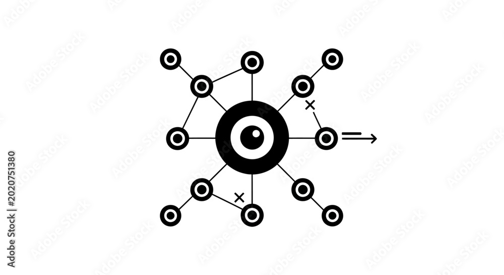 Fototapeta premium Abstract Eye Network Connection, Digital Technology, Data Flow Concept