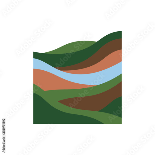 Tableau sur toile Grazing Paddock Green Flat Graphic